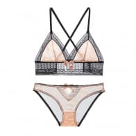 Openwork Lace Ultra-Thin Transparent Triangle Cup Wireless Bra Set