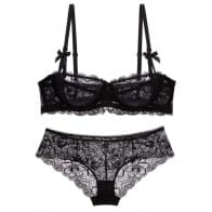 Lace Ultra-Thin Cup Sexy Ladies Underwear Half Cup Comfortable Breathable Bra Set