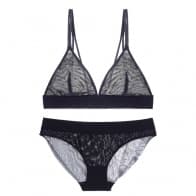 Printed Deep V Ultra-Thin Triangle Cup Wireless Bra Set