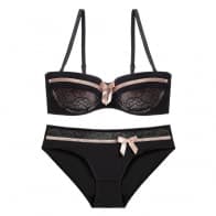 Ultra-Lace Thin Half Cup Feminine Underwired Bra Set