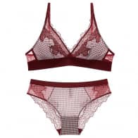 Deep V Lace Ultra-Thin Close-Fitting Wireless Bra Set