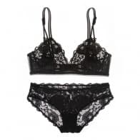 Deep V Triangle Cup Lace Beauty Bra Set