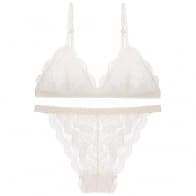 Deep V Ultra-Thin French Lace Soft Mesh Wireless Bra Set