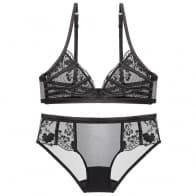Deep V Ultra-Thin Transparent Lace Wireless Bra Set