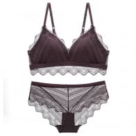 Geometric Lace Soft Padded Wireless Bralet Bra Set