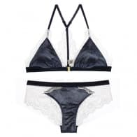 Comfortable Lace Back Ultra-Thin Wireless Velvet Lace Bra Set