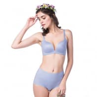 Seamless Glossy Wing Cup  Smooth Bra & Boyshorts Set