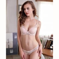 Fancy Crochet Lace Push Up Wired Plunge Bra Set