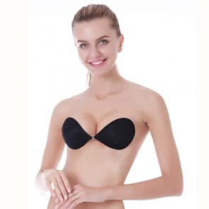 Fashion Simple Shaped Self Adhesive Invisible Strapless Push Up Bra