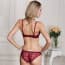Floral Jacquard Lace Push Up Balconette Bra Set - Wine