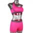 Yoga Gym Racerback Seamless Sports Padded Bra & Shorts Set - Hot Pink