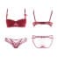 Rich Padded Underwired Balcony Demi Bra Set - Red