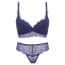 Crochet Floral Lace Two Way Raceback Plunge Bra Set - Blue