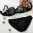 Ultra-Thin Embroidered Non-Padded Wired Balcony Bra Set - Black