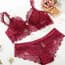 Sheer Lace 3/4 Coverage Underwire Bra & Panties Set - Red