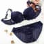 Louisa Lace Padded Push Up Plunge Bra Set - Navy
