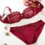 Ultra-Thin Embroidered Non-Padded Wired Balcony Bra Set - Red