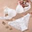 Floral Jacquard Lace Push Up Balconette Bra Set - White