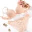 Floral Jacquard Lace Push Up Balconette Bra Set - Pink