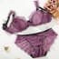 Ultra-Thin Sheer Lace Non-Padded Underwire Balcony Bra Set - Purple