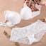 Crochet Lace Cotton Push Up Padded Plunge Lingerie Bra Set - White