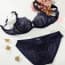 Floral Sheer Lace Wired Non-Padded Balcony Bra - Navy
