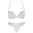 Front Closure Crochet Lace Racerback Push Up Sleek Bra Set - White
