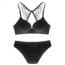 Butterfly Lace Racerback Seamless Sleek Multi-Way Wireless Bra Set - Black