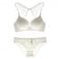 Butterfly Lace Racerback Seamless Sleek Multi-Way Wireless Bra Set - White