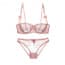 Soft Lace Unlined Demi Cup Uplift Bra Balconette Bra Set - Pink