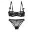 Soft Lace Unlined Demi Cup Uplift Bra Balconette Bra Set - Black
