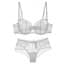 Textured Sheer Lace Non Padded Wired Balcony Bra Set - White