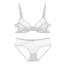 Ultra-Thin Sheer Floral Lace & Mesh Wired Bra Set - White