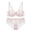Textured Sheer Lace Non Padded Wired Balcony Bra Set - Pink