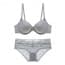 Lace Soft Padded Wired Plunge Bra Set - Grey