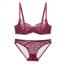 Luxury Strappy Floral Lace Semi Padded Cups Wired Balcony Bra Set - Red