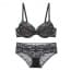 Lace Soft Padded Wired Plunge Bra Set - Black