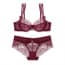 Ultra Thin Soft Lace Underwire Breathable Unlined Uplift Bra Set - Red