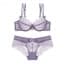Ultra Thin Soft Lace Underwire Breathable Unlined Uplift Bra Set - Purple