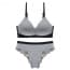 Deep V Eyelash Lace Wireless Thin Cotton Cup Bra Set