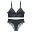 Deep V Eyelash Lace Wireless Thin Cotton Cup Bra Set