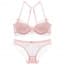 Racerback Soft Padded Ornate Lace Balcony Bra Set - Pink