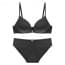 Natural Breathable Thin Cotton Cups T-Shirt Bra Set - Black