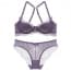 Racerback Soft Padded Ornate Lace Balcony Bra Set - Purple