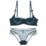 Soft Lace Thin Cotton Padded Wired Balcony Bra Set - Green