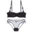 Soft Lace Thin Cotton Padded Wired Balcony Bra Set - Black