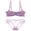 Soft Lace Thin Cotton Padded Wired Balcony Bra Set - Purple