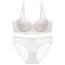 Scallop Lace Detachable Straps Wired Balcony Bra Set - White