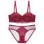 Scallop Lace Detachable Straps Wired Balcony Bra Set - Red