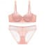 Scallop Lace Detachable Straps Wired Balcony Bra Set - Pink
